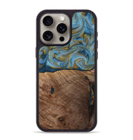 iPhone 15 Pro Max Wood Phone Case - Altha (Teal & Gold, 814501)