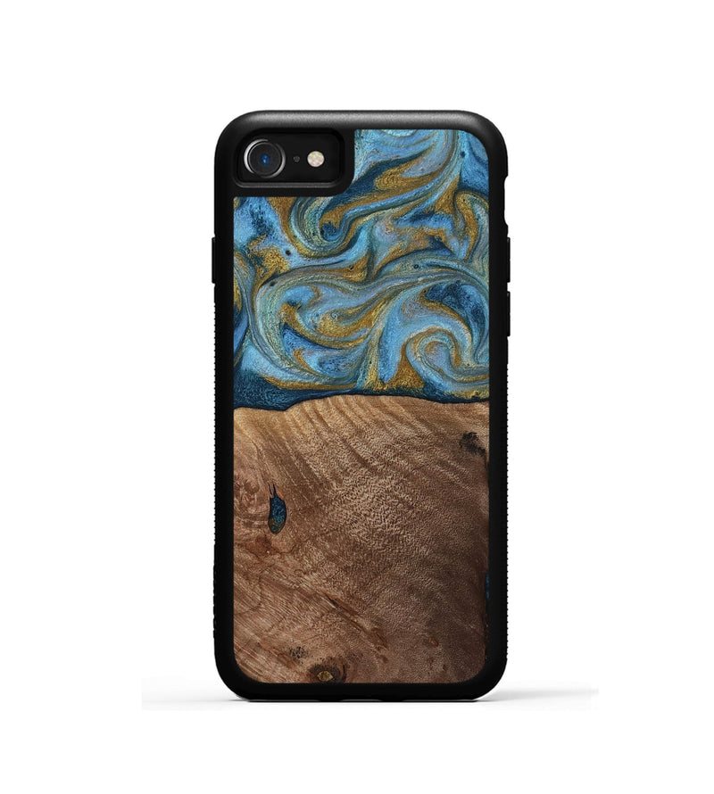 iPhone SE Wood Phone Case - Altha (Teal & Gold, 814501)