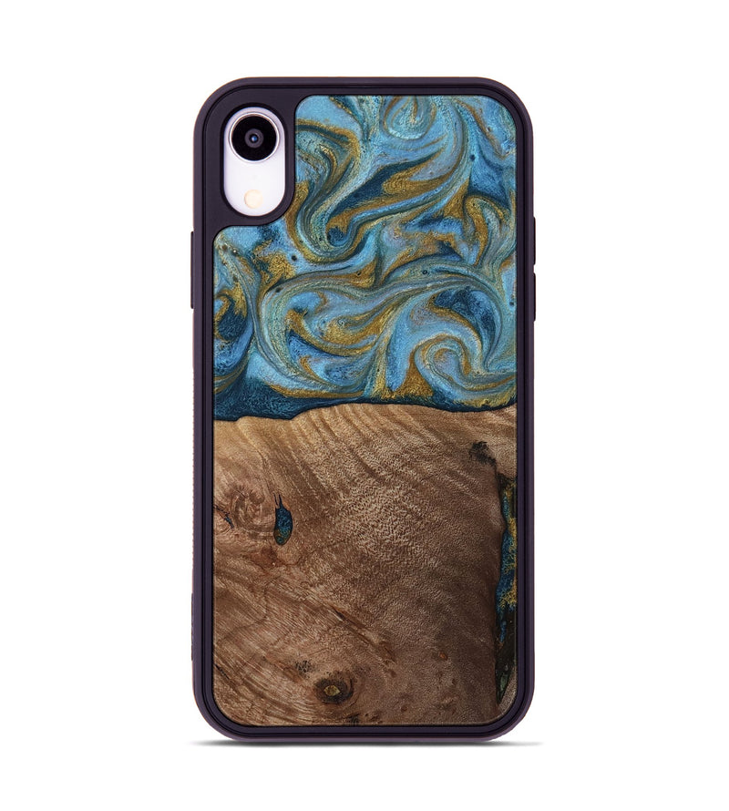 iPhone Xr Wood Phone Case - Altha (Teal & Gold, 814501)