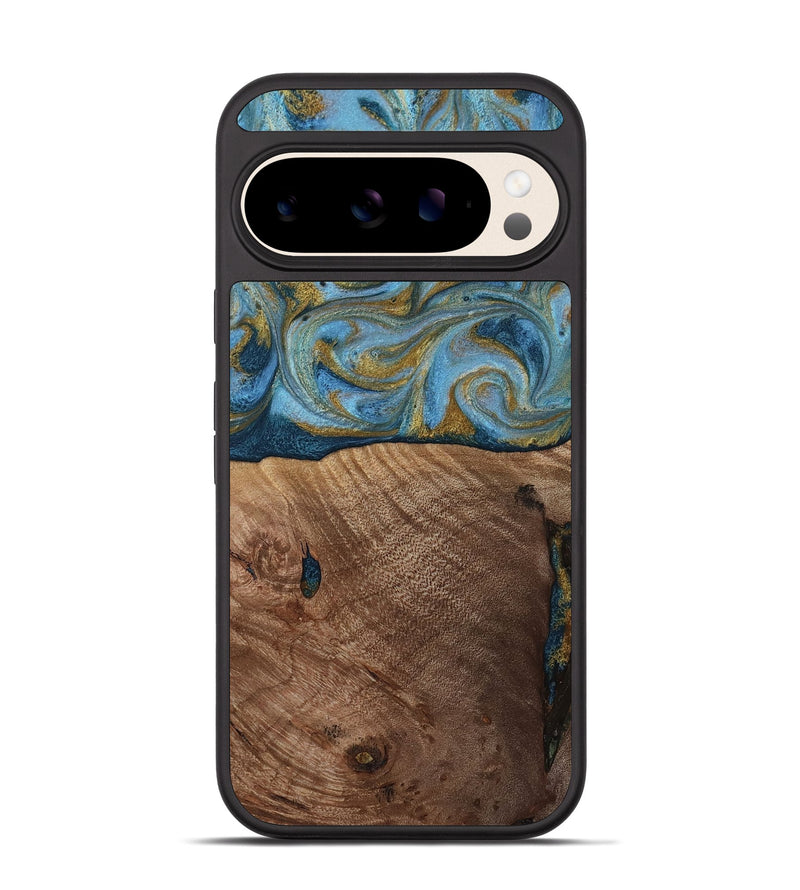 Pixel 10 Wood Phone Case - Altha (Teal & Gold, 814501)