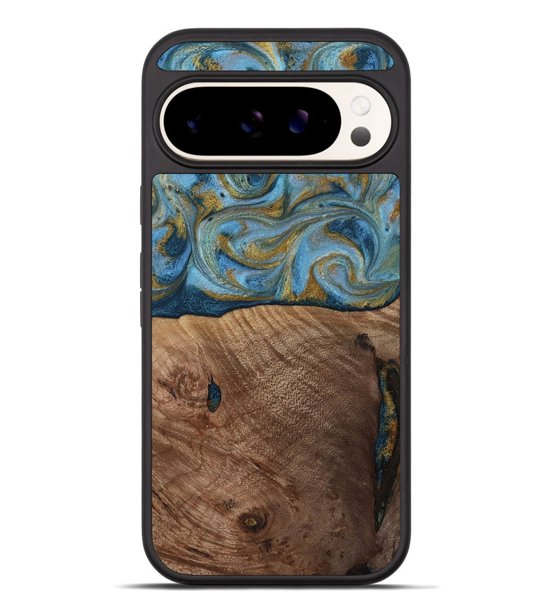 Pixel 10 Pro XL Wood Phone Case - Altha (Teal & Gold, 814501)