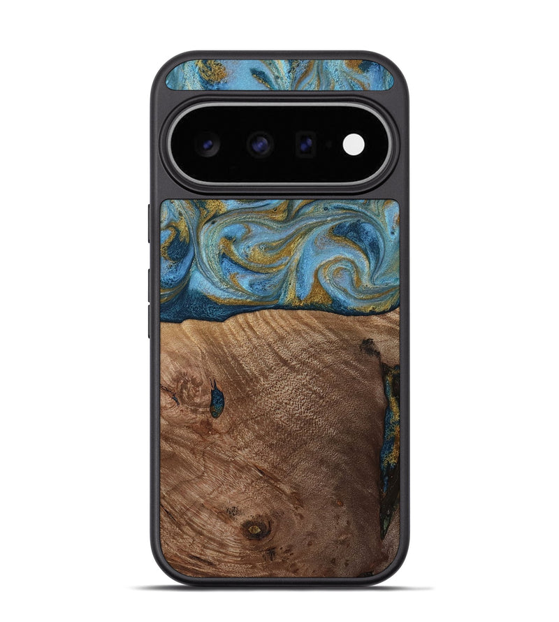 Pixel 11 Pro Wood Phone Case - Altha (Teal & Gold, 814501)