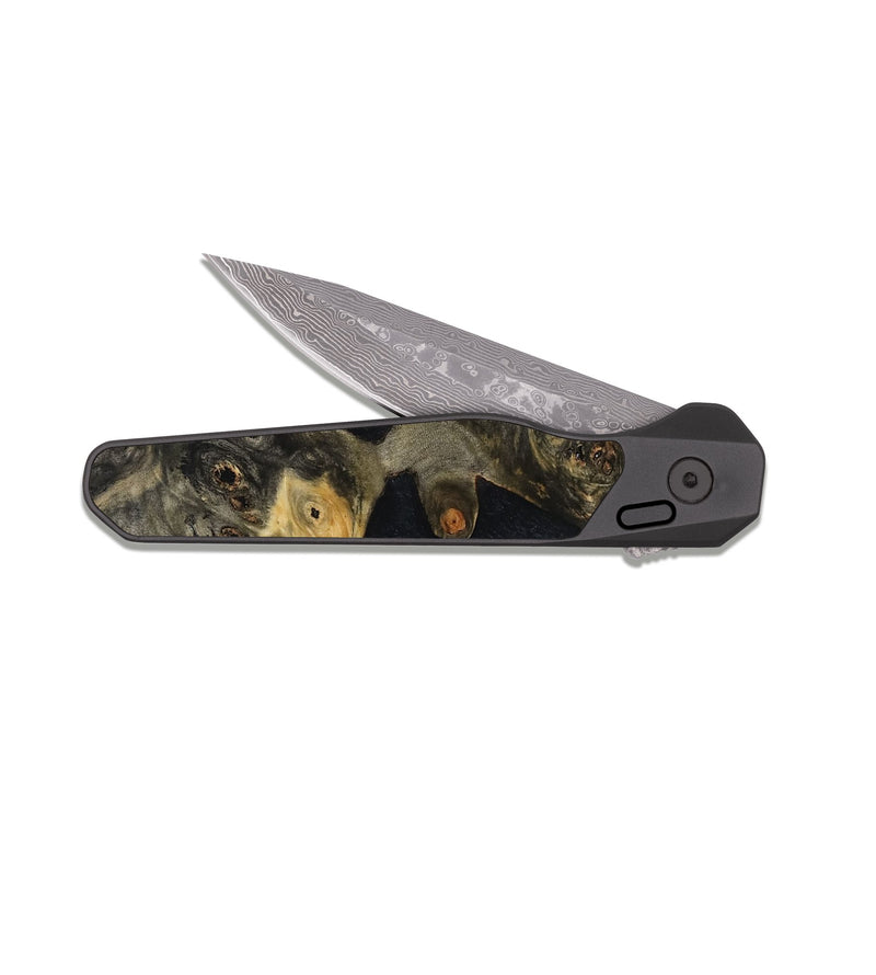 EDC Dark Damascus Wood Pocket Knife - Kylen (Wood Burl, 814510)