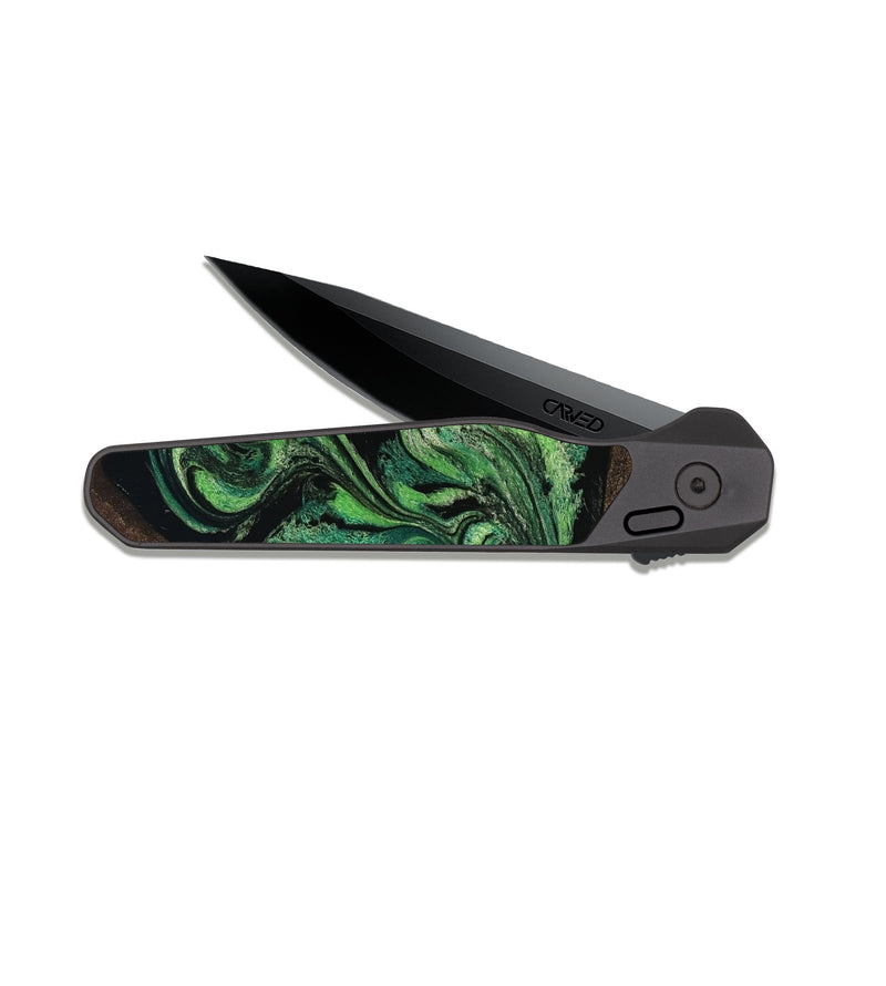 EDC Dark Slate Wood Pocket Knife - Adaline (Green, 814525)