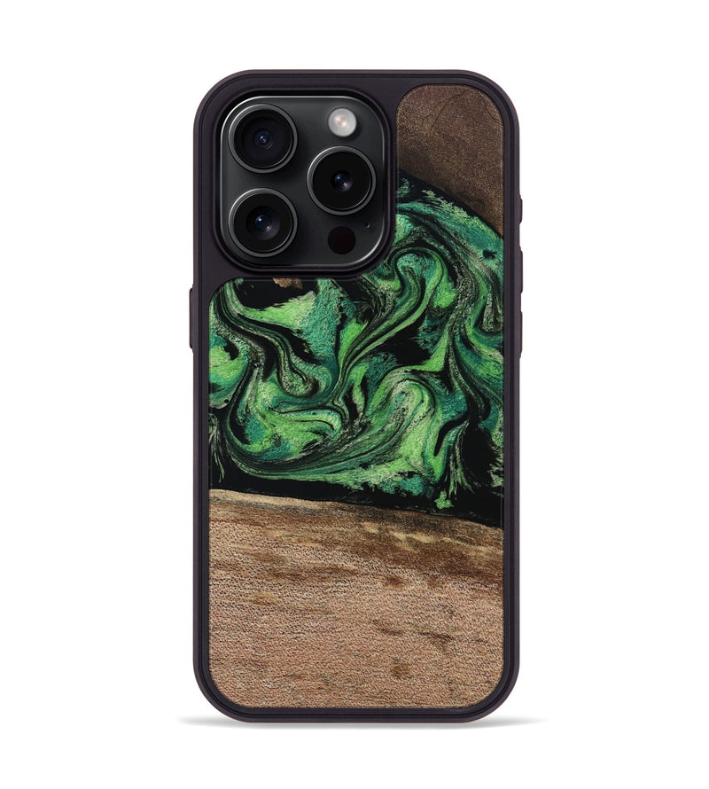 iPhone 15 Pro Wood Phone Case - Adaline (Green, 814525)
