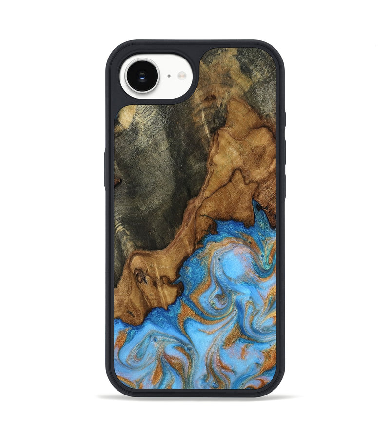 iPhone 17e Wood Phone Case - Silvia (Teal & Gold, 814529)
