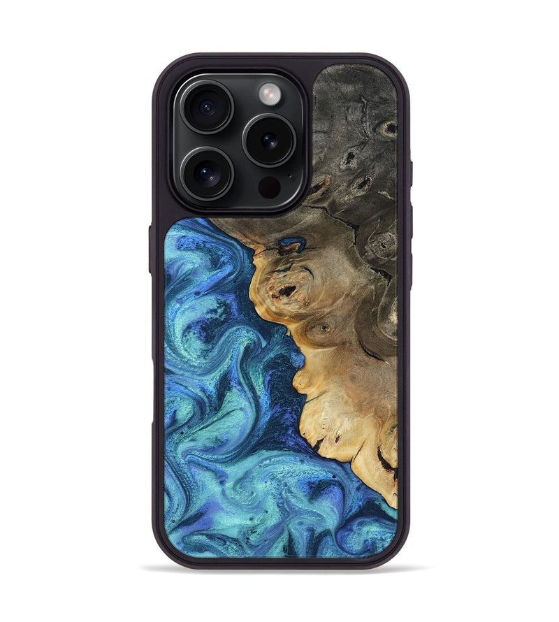 iPhone 16 Pro Wood Phone Case - Lynette (Blue, 814546)