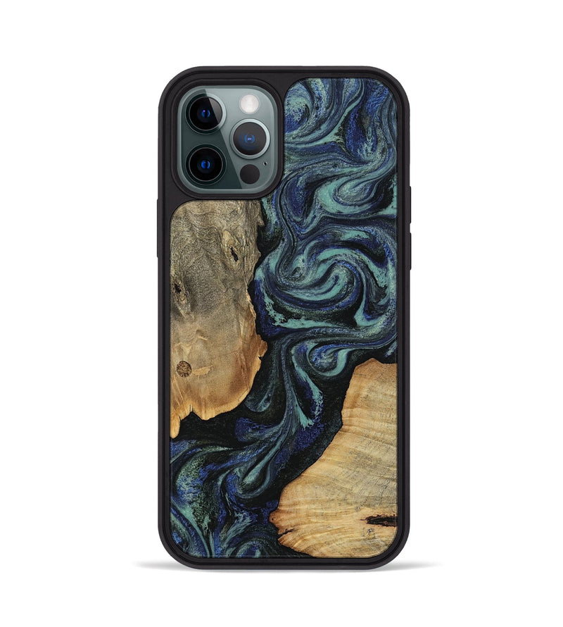 iPhone 12 Pro Wood Phone Case - Christy (Blue, 814557)