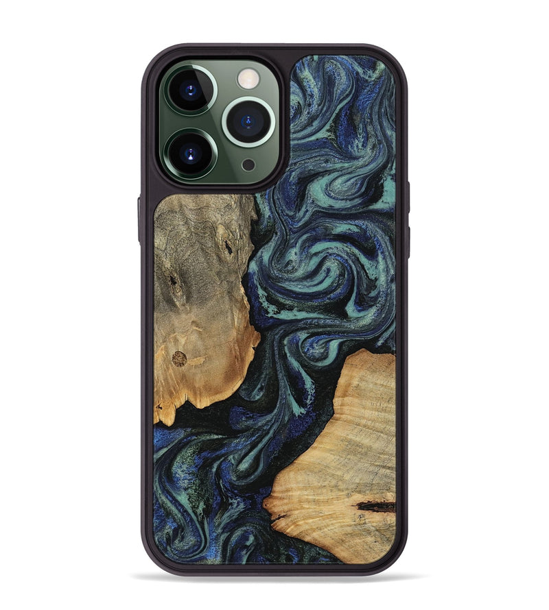 iPhone 13 Pro Max Wood Phone Case - Christy (Blue, 814557)