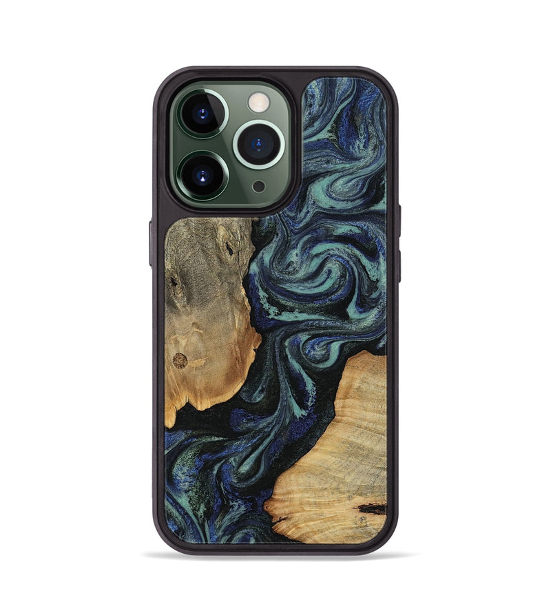 iPhone 13 Pro Wood Phone Case - Christy (Blue, 814557)