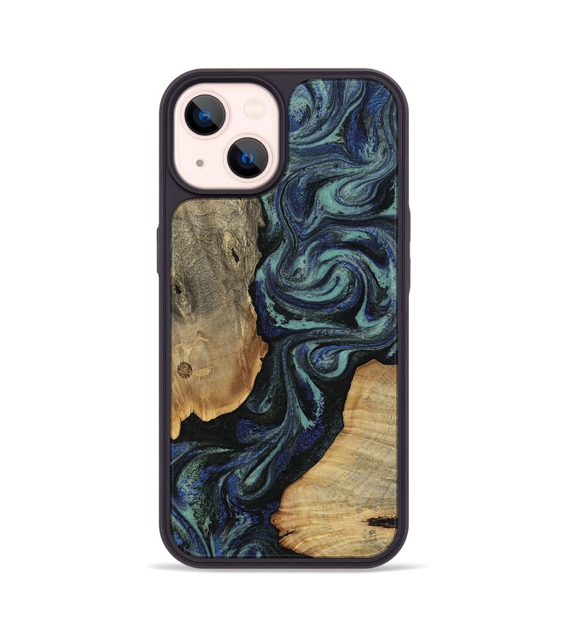 iPhone 14 Wood Phone Case - Christy (Blue, 814557)