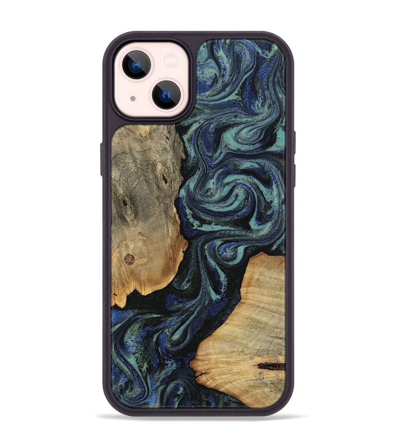 iPhone 14 Plus Wood Phone Case - Christy (Blue, 814557)