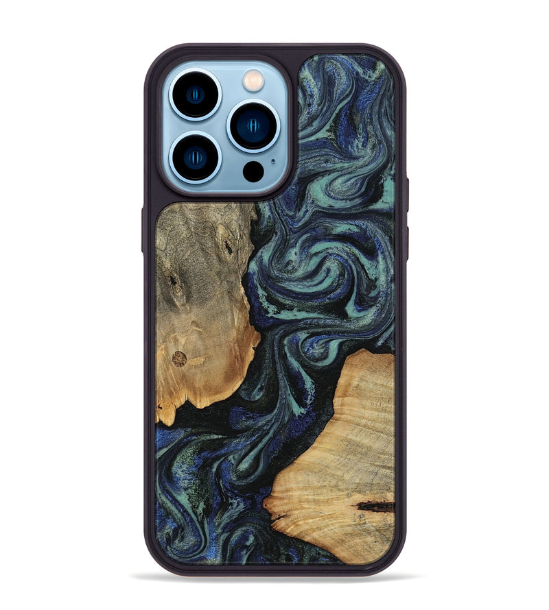 iPhone 14 Pro Max Wood Phone Case - Christy (Blue, 814557)