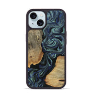 iPhone 15 Wood Phone Case - Christy (Blue, 814557)
