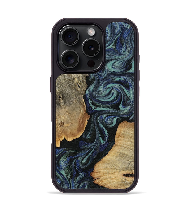 iPhone 16 Pro Wood Phone Case - Christy (Blue, 814557)