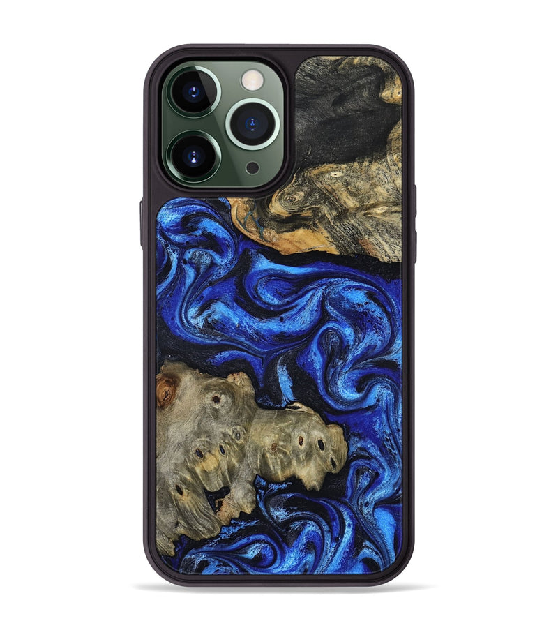iPhone 13 Pro Max Wood Phone Case - Dahlia (Blue, 814569)