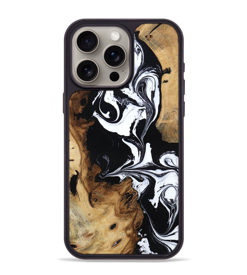 iPhone 15 Pro Max Wood Phone Case - Kate (Black & White, 814607)
