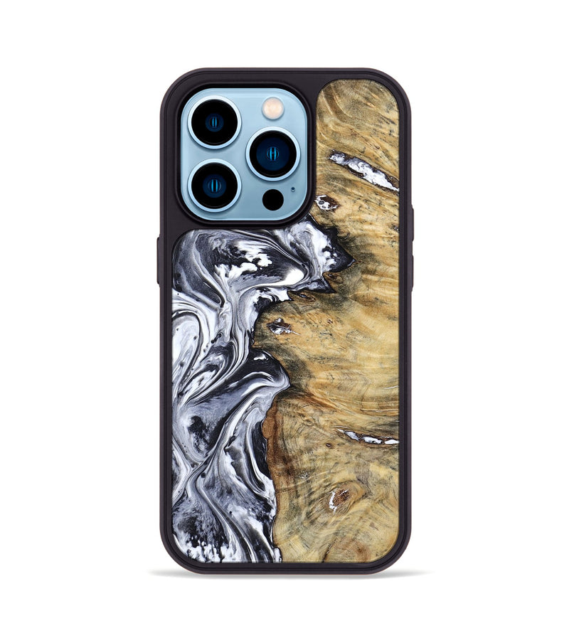 iPhone 14 Pro Wood Phone Case - Zander (Black & White, 814610)