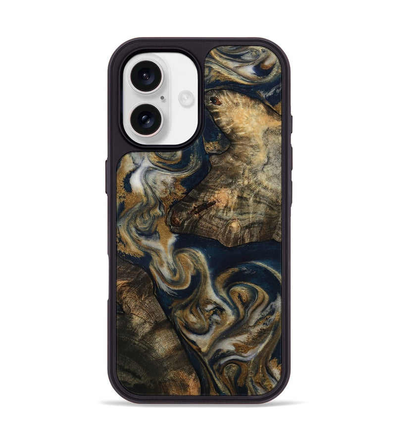 iPhone 17 Wood Phone Case - Arnold (Teal & Gold, 814625)