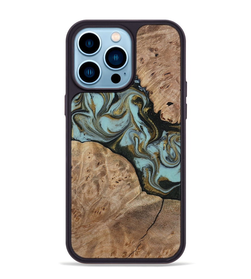 iPhone 14 Pro Max Wood Phone Case - Mareli (Green, 814657)