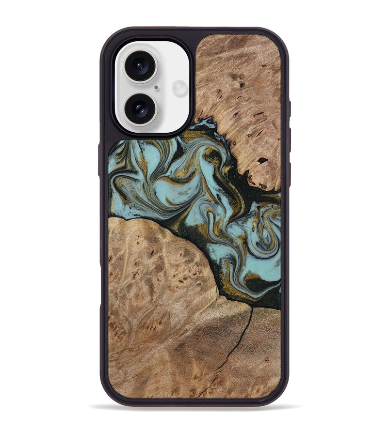 iPhone 16 Plus Wood Phone Case - Mareli (Green, 814657)