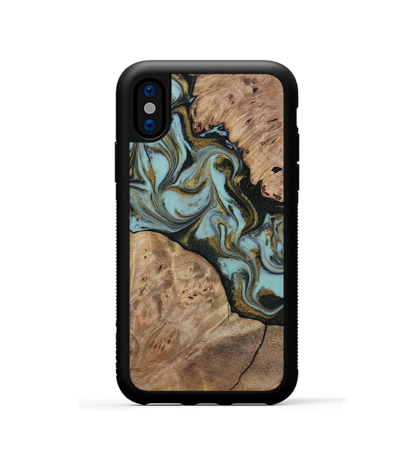 iPhone Xs Wood Phone Case - Mareli (Green, 814657)