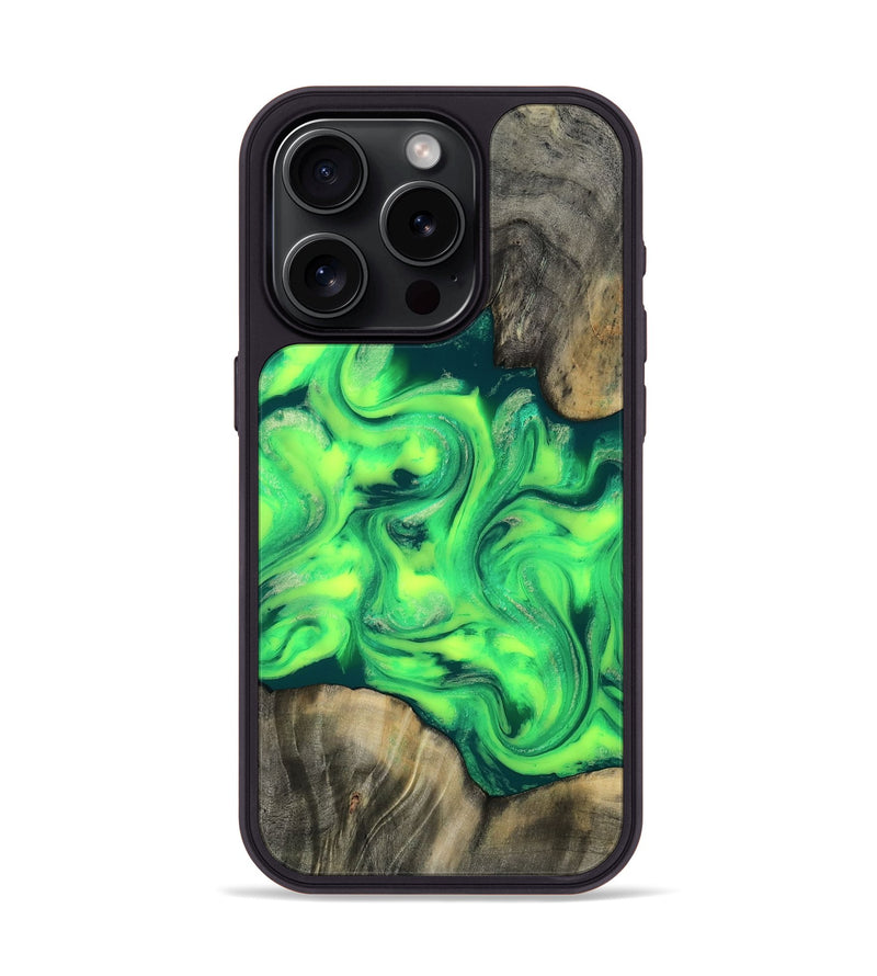 iPhone 15 Pro Wood Phone Case - Gina (Green, 814659)