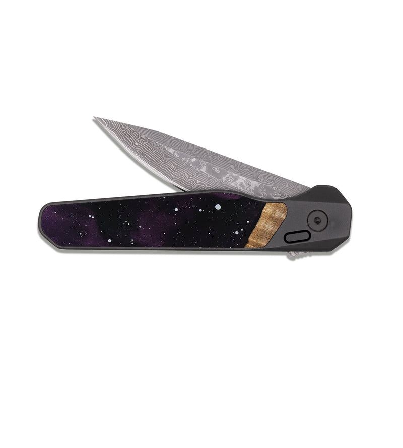 EDC Dark Damascus Wood Pocket Knife - Eliezer (Cosmos, 814693)