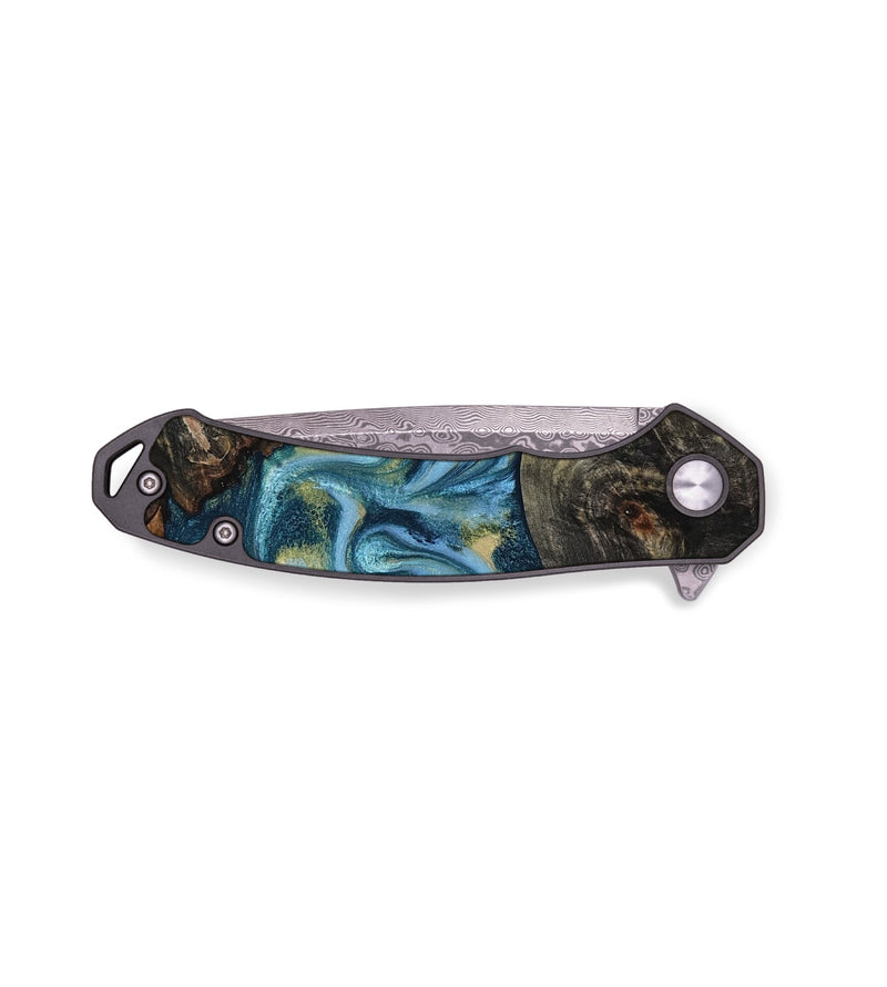 EDC Wood Pocket Knife - Alize (Teal & Gold, 814700)