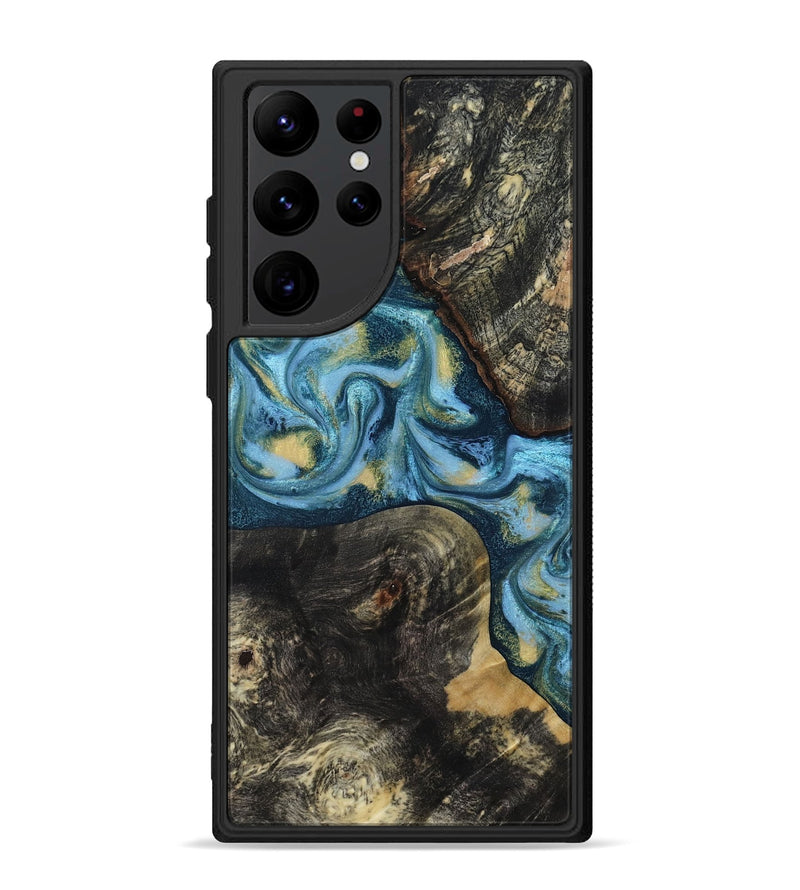 Galaxy S22 Ultra Wood Phone Case - Alize (Teal & Gold, 814700)