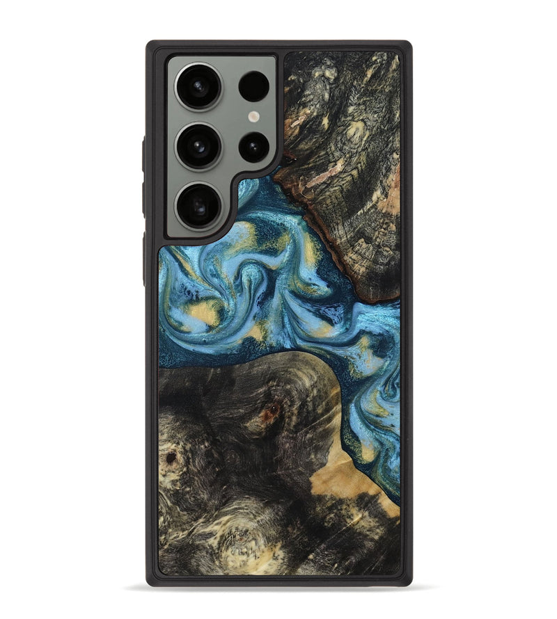 Galaxy S23 Ultra Wood Phone Case - Alize (Teal & Gold, 814700)