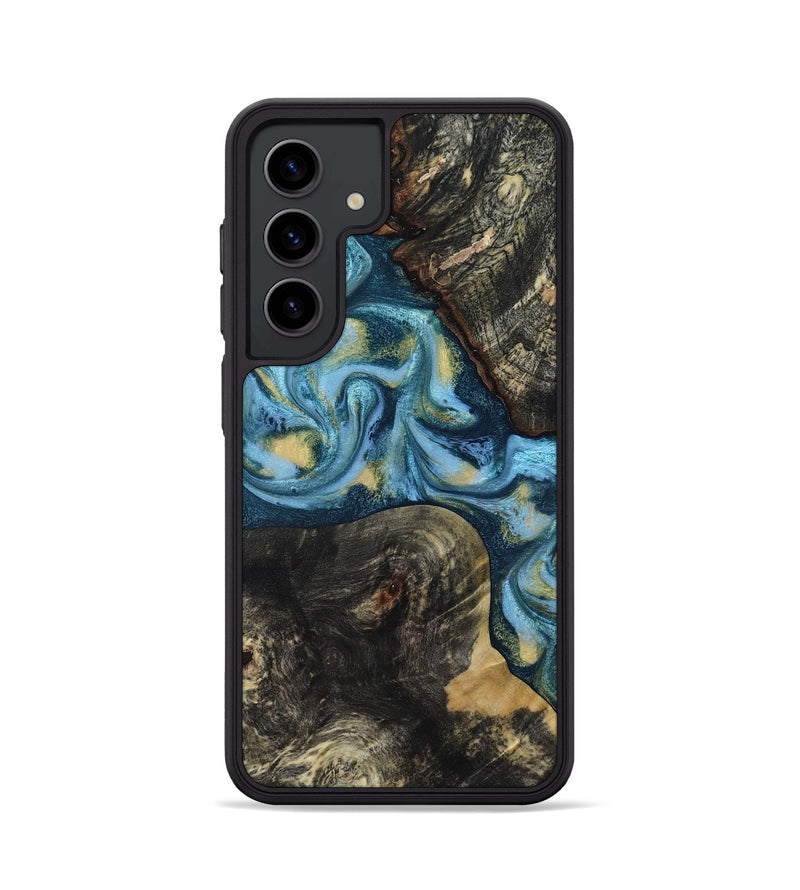 Galaxy S24 Wood Phone Case - Alize (Teal & Gold, 814700)