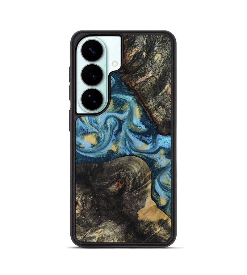 Galaxy S26 Wood Phone Case - Alize (Teal & Gold, 814700)