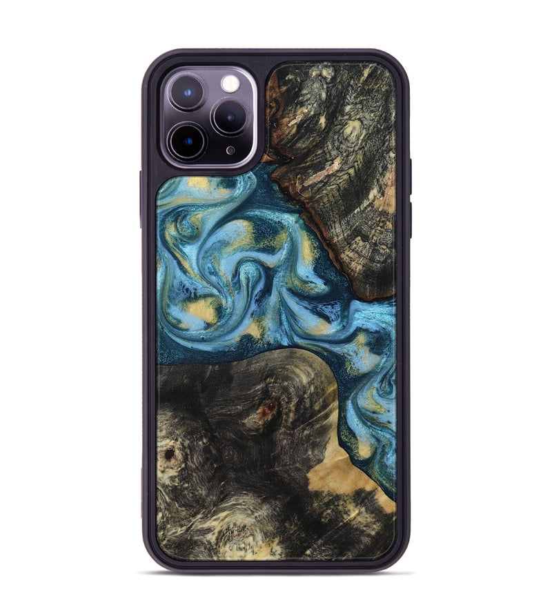 iPhone 11 Pro Max Wood Phone Case - Alize (Teal & Gold, 814700)