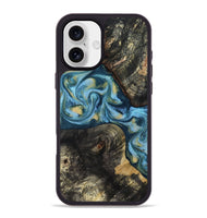 iPhone 16 Plus Wood Phone Case - Alize (Teal & Gold, 814700)