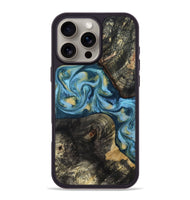 iPhone 16 Pro Max Wood Phone Case - Alize (Teal & Gold, 814700)