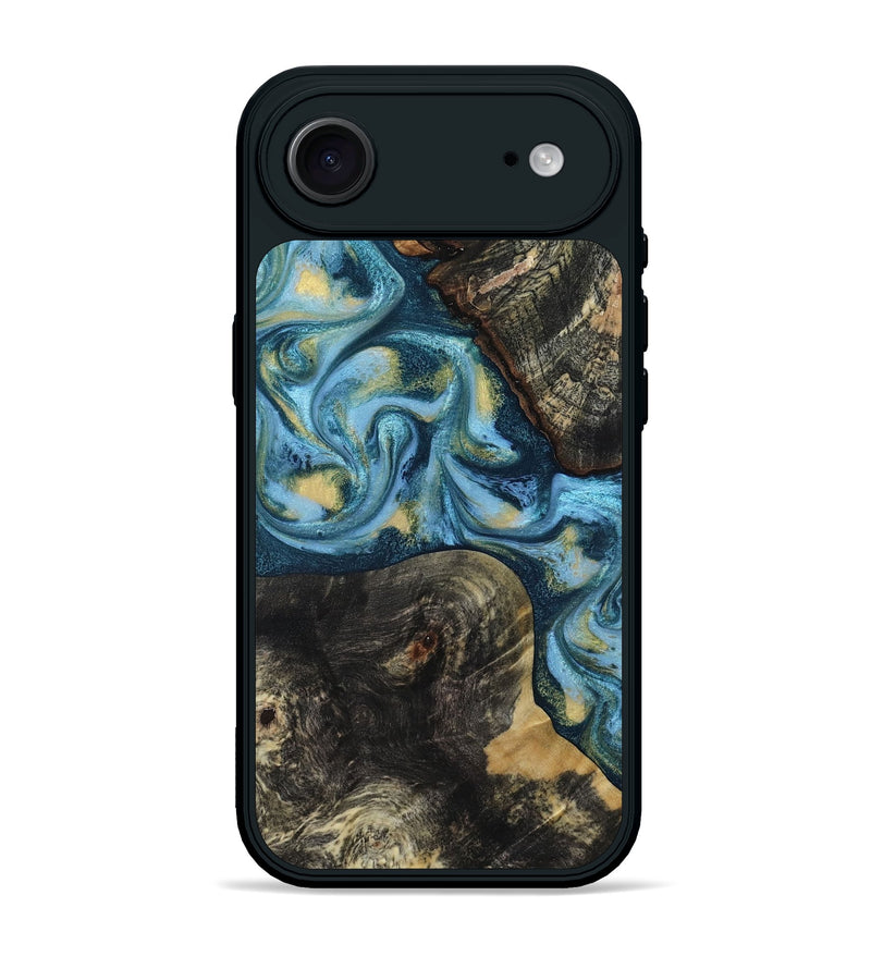 iPhone 17 Air Wood Phone Case - Alize (Teal & Gold, 814700)