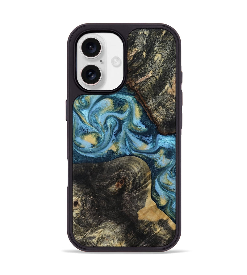 iPhone 17 Wood Phone Case - Alize (Teal & Gold, 814700)