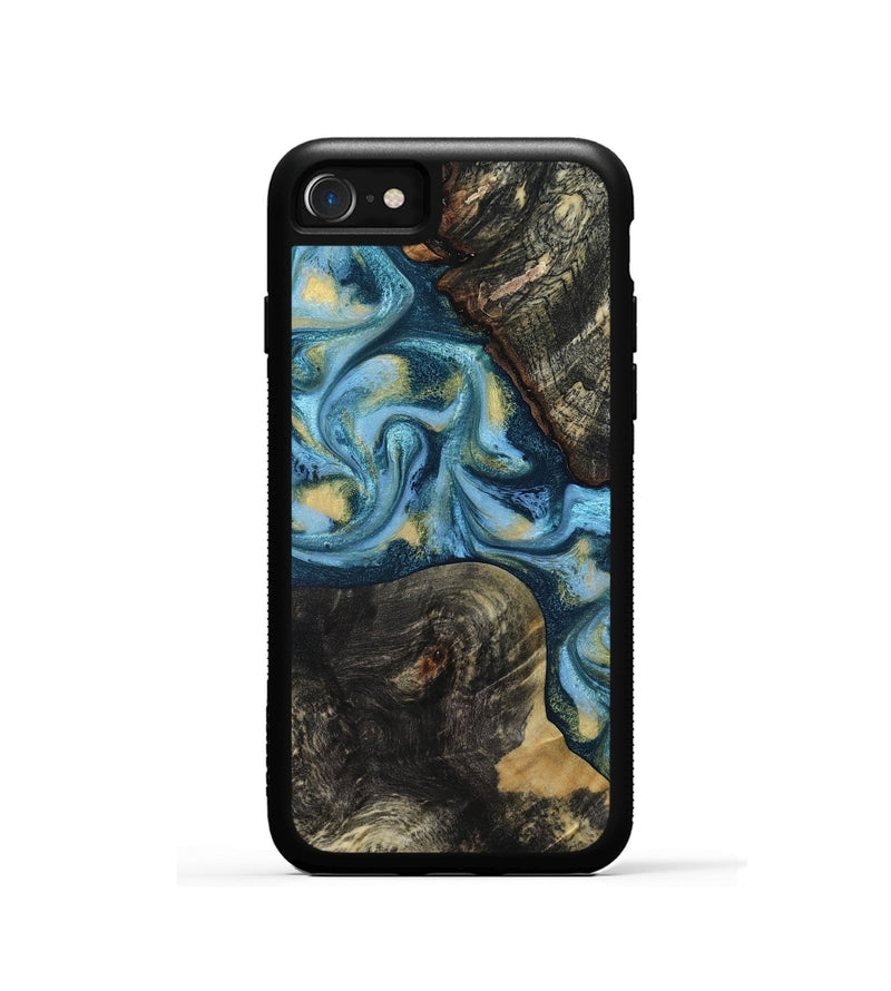 iPhone SE Wood Phone Case - Alize (Teal & Gold, 814700)