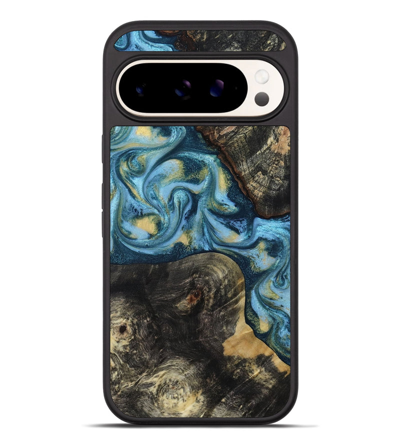 Pixel 10 Pro XL Wood Phone Case - Alize (Teal & Gold, 814700)