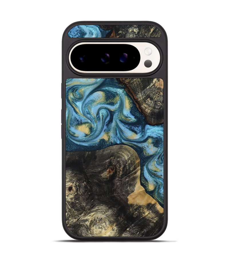 Pixel 9 Pro Wood Phone Case - Alize (Teal & Gold, 814700)
