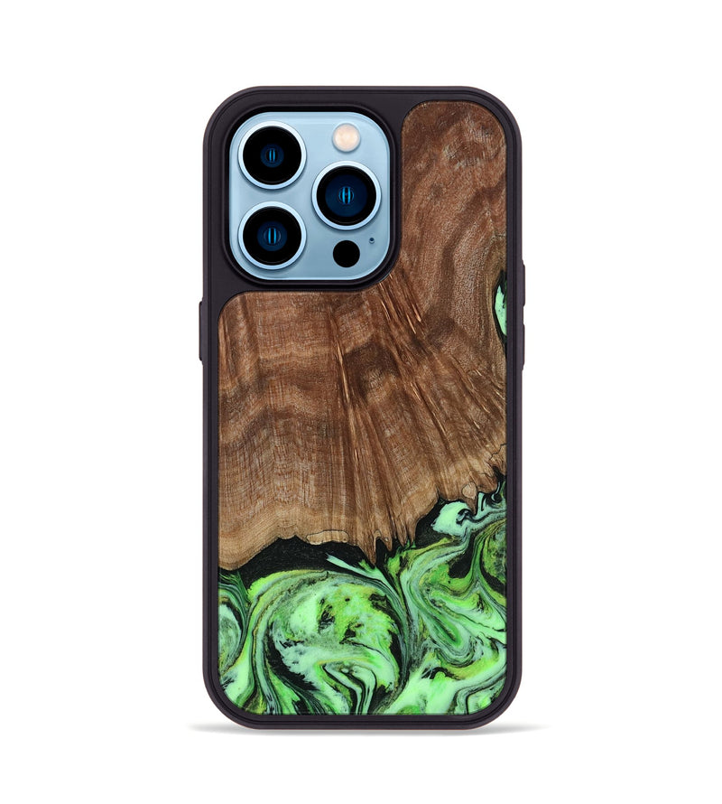 iPhone 14 Pro Wood Phone Case - Lynda (Green, 814705)