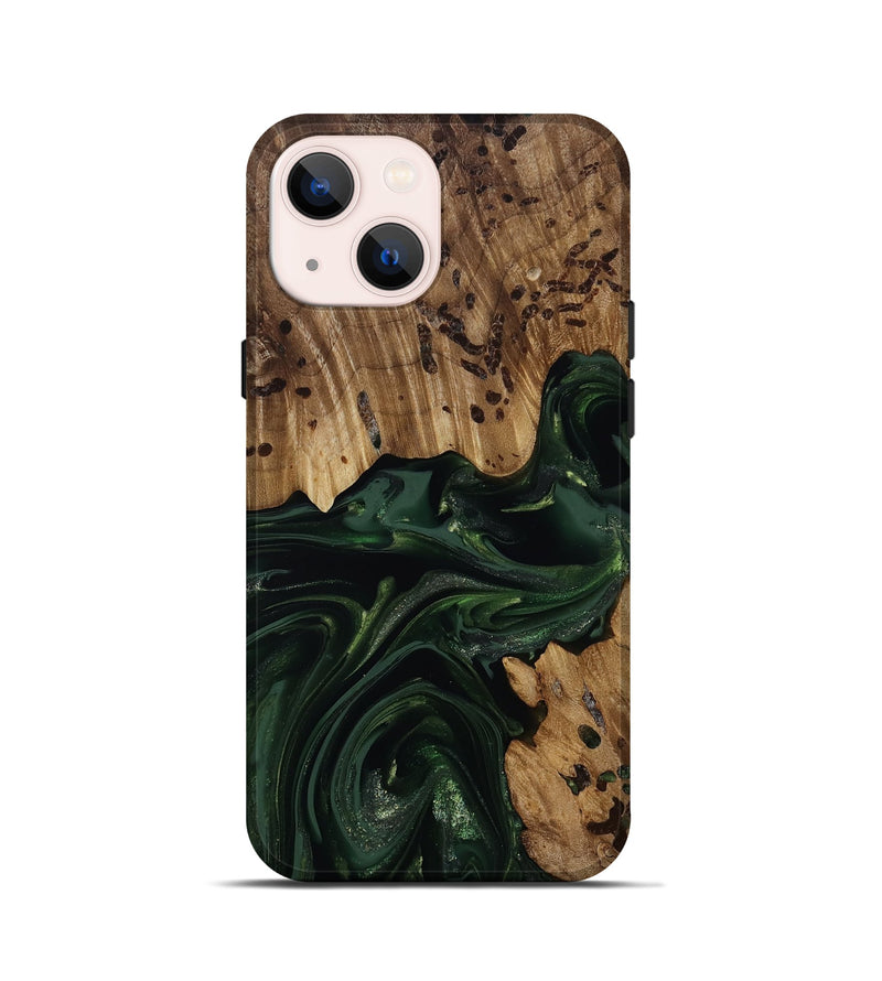 iPhone 13 mini Wood Live Edge Phone Case - Brant (Green, 814773)