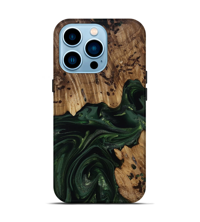 iPhone 14 Pro Wood Live Edge Phone Case - Brant (Green, 814773)