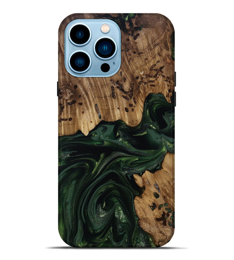 iPhone 14 Pro Max Wood Live Edge Phone Case - Brant (Green, 814773)