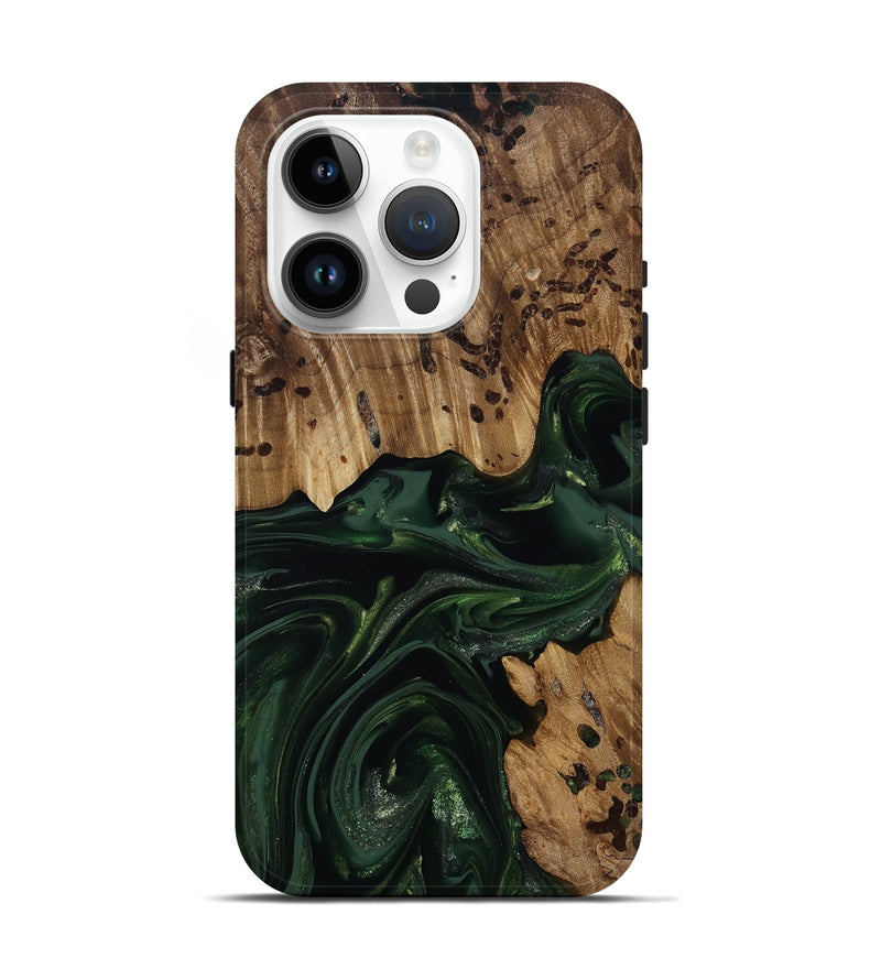 iPhone 15 Pro Wood Live Edge Phone Case - Brant (Green, 814773)