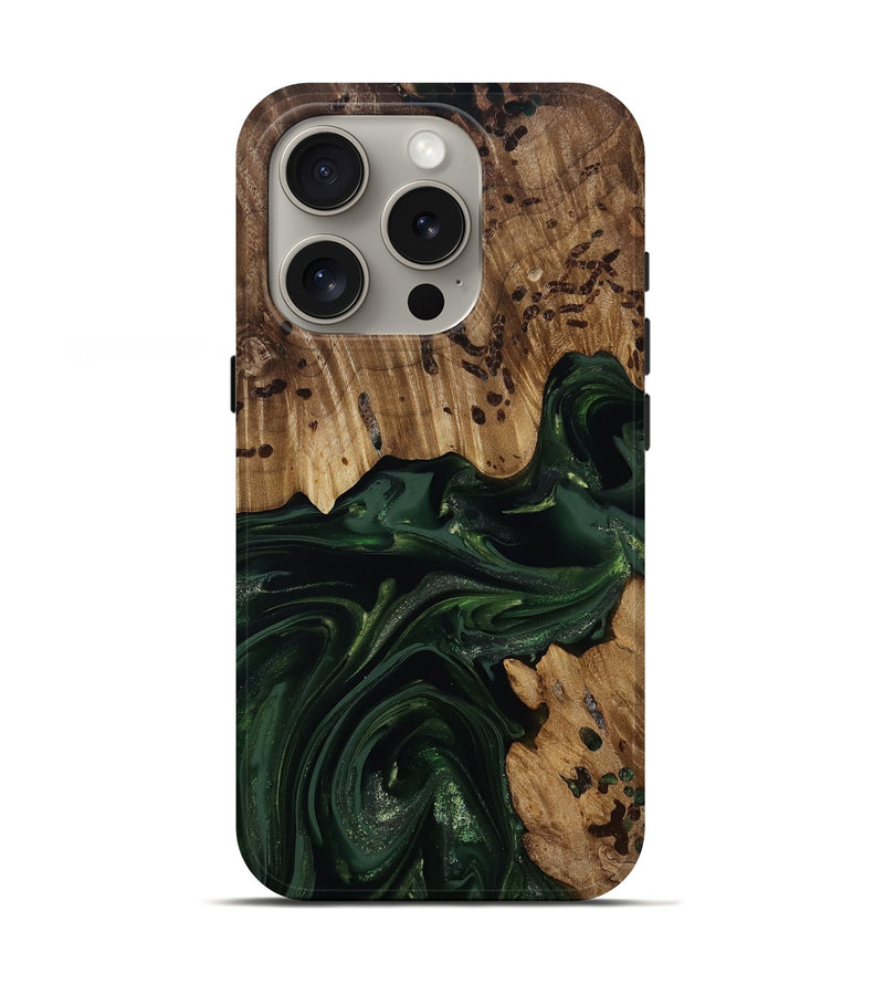 iPhone 16 Pro Wood Live Edge Phone Case - Brant (Green, 814773)