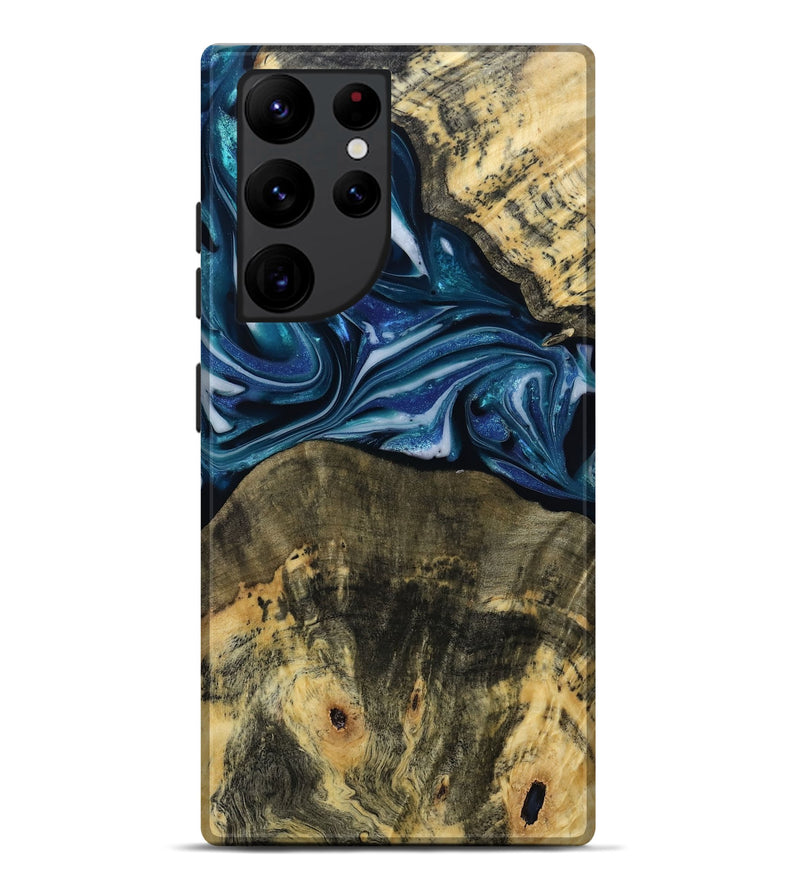 Galaxy S22 Ultra Wood Live Edge Phone Case - Leo (Blue, 814784)