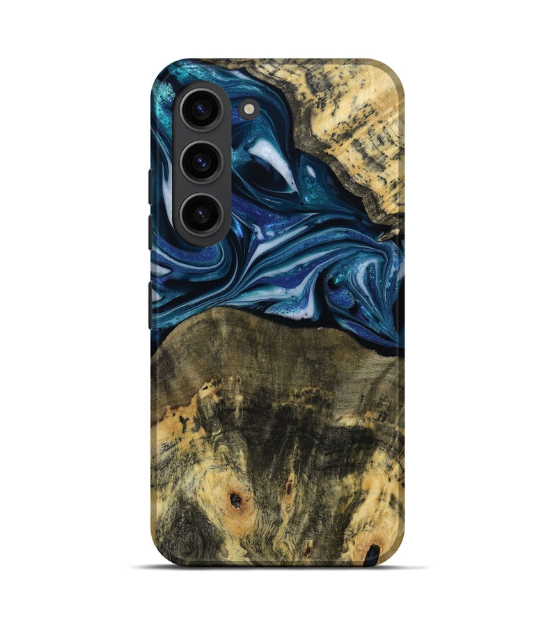 Galaxy S23 Wood Live Edge Phone Case - Leo (Blue, 814784)