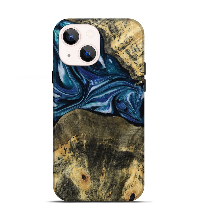 iPhone 13 Wood Live Edge Phone Case - Leo (Blue, 814784)